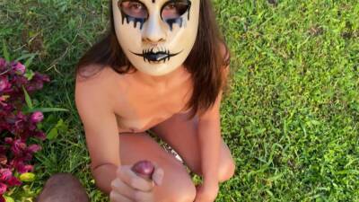 Halloween Special By The Horny Travelers Biker Fucks A Weirdo With A Mask On Paradise on femdomerotic.com
