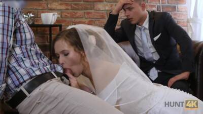 Pretty bride makes her groom cuckold on their wedding night on femdomerotic.com
