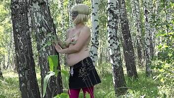 Voyeur watches a milf in early pregnancy outdoors as she walks in the woods and undresses Amateur peeping fetish - Russia on femdomerotic.com