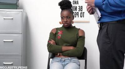 Shoplifting ebony babe Anne Amari is punished by white security guy on femdomerotic.com