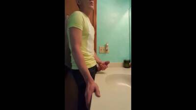 Straight hunk with fat dick jerks off in bathroom on femdomerotic.com