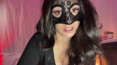 Busty JOI from a sexy brunette in a mask on femdomerotic.com