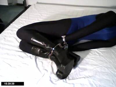 Hogcuffed Self Bondage In Lycra on femdomerotic.com