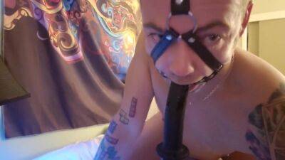 Horny tattooed man loves BDSM and playing with adult toys on femdomerotic.com