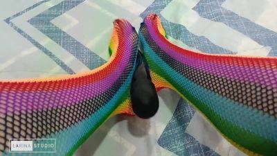Foot Fetish With Sexy Colored Stockings - Colombia on femdomerotic.com