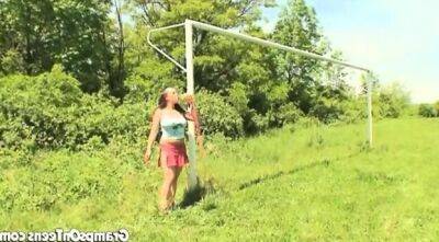 Pissing fetish teen pees all over the grass on femdomerotic.com